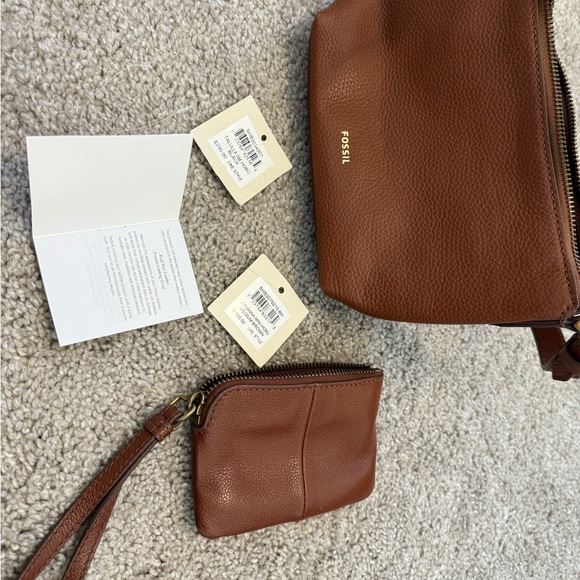 Fossil Handbags - Fossil Tan Leather Crossbody and Wristlet Set